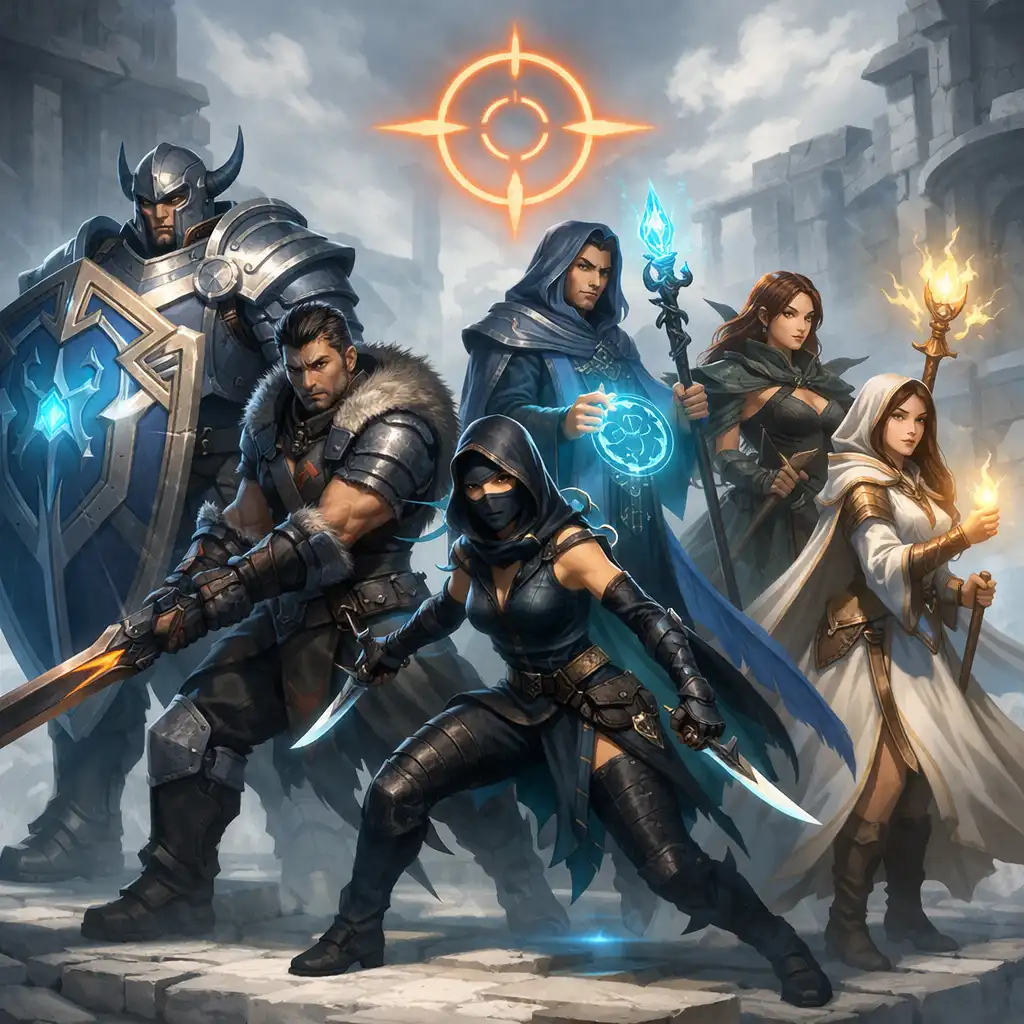 Eredeti fantasy hőscsapatból kiemelt pajzsos védő sziluett.